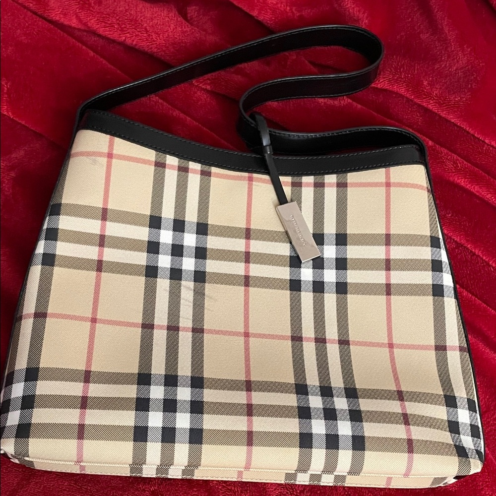 Burberry Classic Check Shoulder Bag in Beige and Black